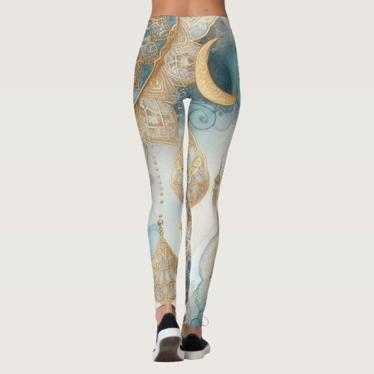 Moonlit Moskee Sereniteit voor Ramadan Leggings (Achterkant)