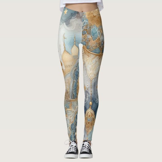 Moonlit Moskee Sereniteit voor Ramadan Leggings (Voorkant)