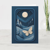 Moonlit Moth in Winter Forest Card Kaart (Voorkant)