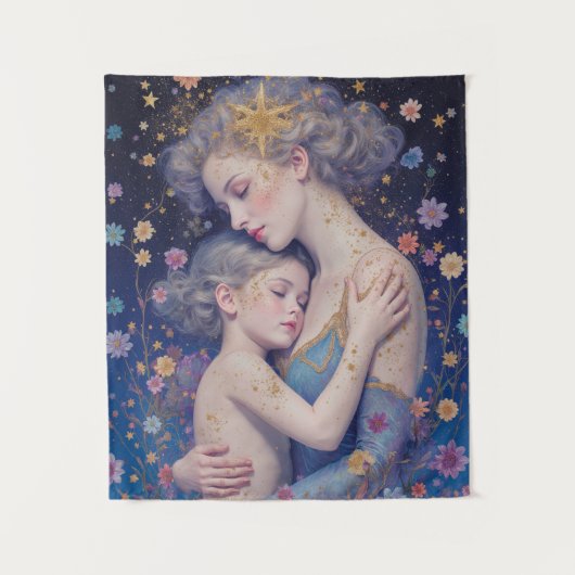 Moonlit Mother’s Embrace Tapestry Wandkleed (Voorkant)