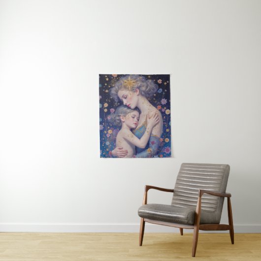 Moonlit Mother’s Embrace Tapestry Wandkleed (In situ)