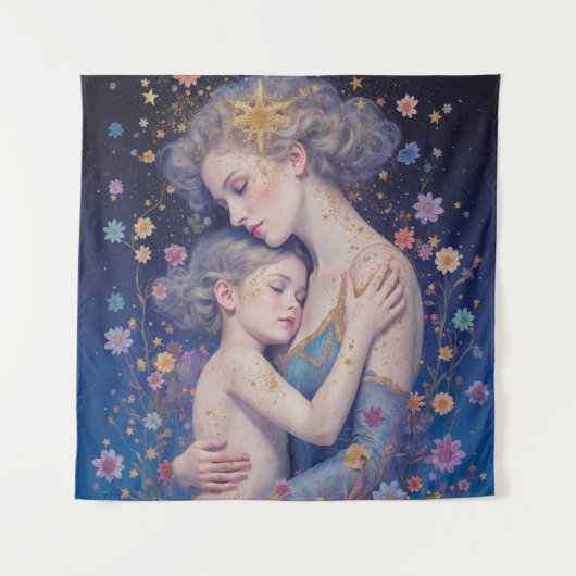 Moonlit Mother’s Embrace Tapestry Wandkleed (Voorkant)