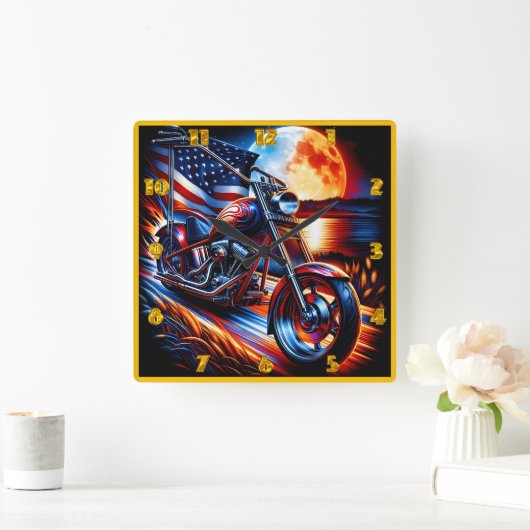 Moonlit motorrijden vierkante klok (Huis)