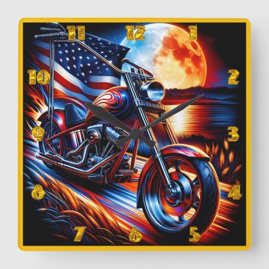 Moonlit motorrijden vierkante klok (Voorkant)