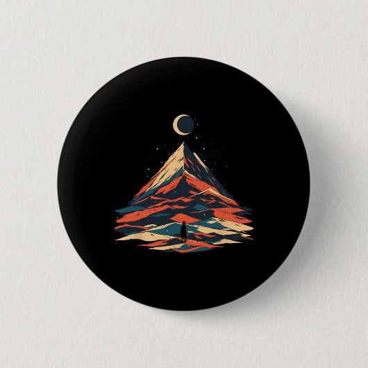 Moonlit Mountain Adventure Design - Wandelen En Mo Ronde Button 5,7 Cm (Voorkant)