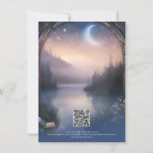 Moonlit Mountain Forest Lake Stars Bruiloft Detail Kaart (Achterkant)