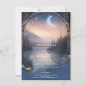 Moonlit Mountain Forest Lake Stars Bruiloft Detail Kaart (Voorkant)