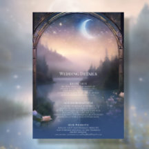 Moonlit Mountain Forest Lake Stars Bruiloft Detail