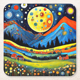 Moonlit Mountain Meadow 6 Kartonnen Onderzetters
