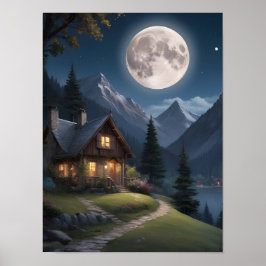 Moonlit Mountain Retreat Poster