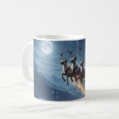Moonlit Mountain Santa Reindeer Sleigh Christmas Koffiemok (Voorkant links)