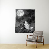 Moonlit Mountain Tapestry | Dark Ink Clouds  Wandkleed (In situ)