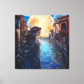 Moonlit Muse in Venice – Fantasy Canvas Wall Art (Voorkant)