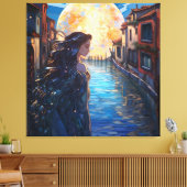 Moonlit Muse in Venice – Fantasy Canvas Wall Art Afdruk (Insitu (Woonkamer))