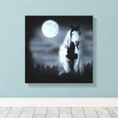 Moonlit Mystieke Hengst Shaman Wrapped Canvas (Insitu (Houten vloer))