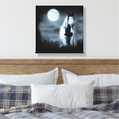 Moonlit Mystieke Hengst Shaman Wrapped Canvas (Insitu (Slaapkamer))