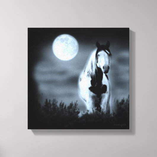 Moonlit Mystieke Hengst Shaman Wrapped Canvas (Voorkant)