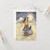 Moonlit Night Halloween Briefkaart (Voorkant / Achterkant in situ)