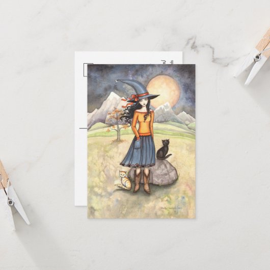 Moonlit Night Halloween Briefkaart (Voorkant / Achterkant in situ)