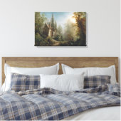 Moonlit Night over Country Chapel and Horse Riders Canvas Afdruk (Insitu (Slaapkamer))