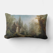 Moonlit Night over Country Chapel and Horse Riders