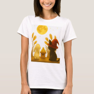 Moonlit Night with Emi the Black Cat T-shirt