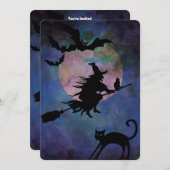 Moonlit Night with Wich, Halloween Party Kaart (Voorkant / Achterkant)