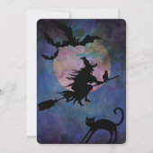Moonlit Night with Wich, Halloween Party Kaart (Voorkant)