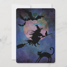 Moonlit Night with Wich, Halloween Party Kaart