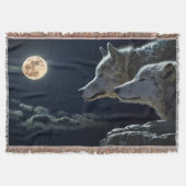 Moonlit Night Wolf Couple Deken (Voorkant)