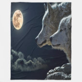 Moonlit Night Wolf Couple Fleece Deken (Voorkant)