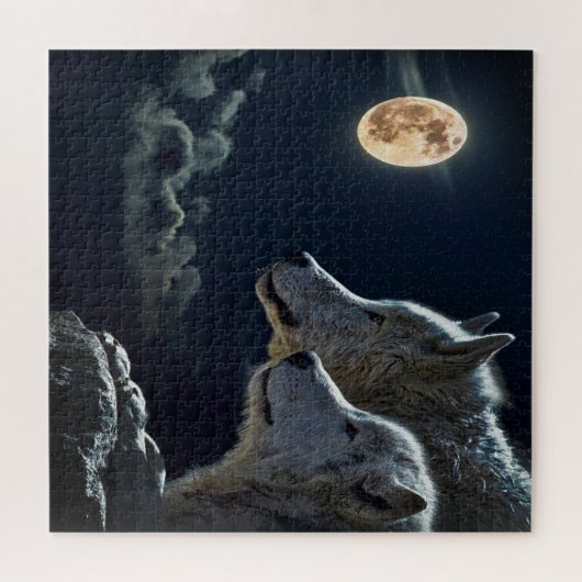 Moonlit Night Wolf Couple Legpuzzel (Horizontaal)