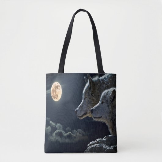 Moonlit Night Wolf Couple Tote Bag (Voorkant)