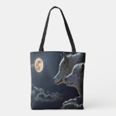 Moonlit Night Wolf Couple Tote Bag (Achterkant)
