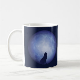 Moonlit Nights II Coffee Mok (Full Moon met Wolf)