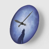 Moonlit Nights II wandklok (Full Moon met Wolf) (Hoek)