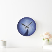 Moonlit Nights II wandklok (Full Moon met Wolf) (Huis)