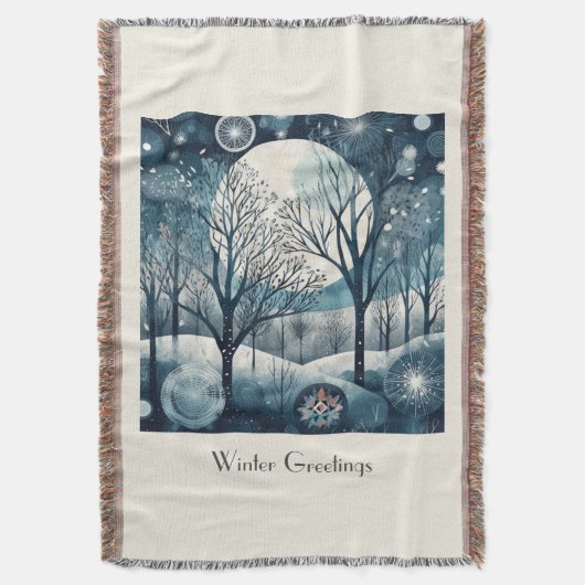 Moonlit Nordic Forest, aanpasbaar Deken (Voorkant Verticaal)