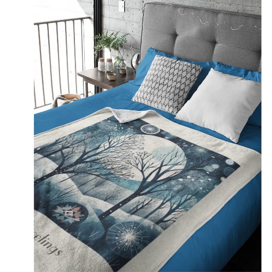 Moonlit Nordic Forest, aanpasbaar Fleece Deken