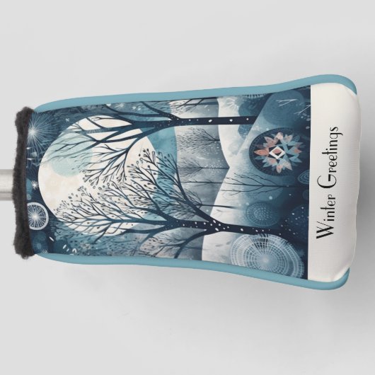 Moonlit Nordic Forest, aanpasbaar Golfheadcover (Voorkant)