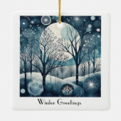 Moonlit Nordic Forest, aanpasbaar Keramisch Ornament (Achterkant)