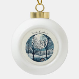 Moonlit Nordic Forest, aanpasbaar Keramische Bal Ornament