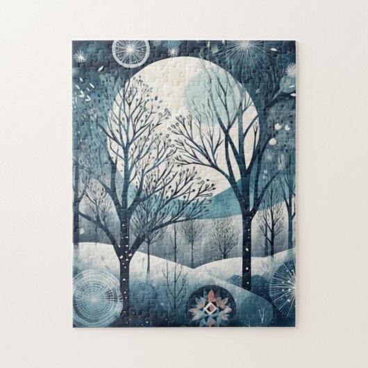 Moonlit Nordic Forest, aanpasbaar Legpuzzel (Verticaal)