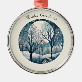 Moonlit Nordic Forest, aanpasbaar Metalen Ornament