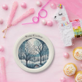 Moonlit Nordic Forest, aanpasbaar Papieren Bordje (Feest)