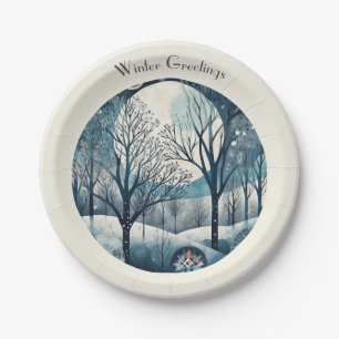 Moonlit Nordic Forest, aanpasbaar Papieren Bordje