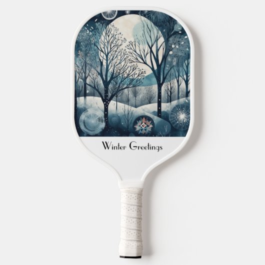 Moonlit Nordic Forest, aanpasbaar Pickleball Paddle (Achterkant)