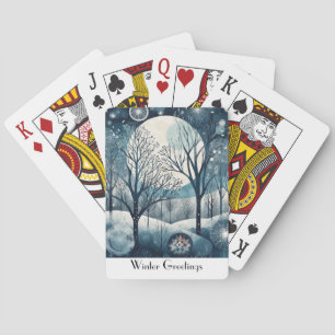 Moonlit Nordic Forest, aanpasbaar Pokerkaarten