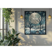 Moonlit Nordic Forest, aanpasbaar Poster