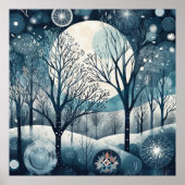 Moonlit Nordic Forest, aanpasbaar Poster (Voorkant)